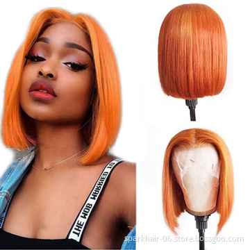 Wholesale Pink Orange Blue Red Grey Turquoise 613 Blond Color Wig Brazilian Virgin Human Hair Long Colored Lace Frontal Bob Wig